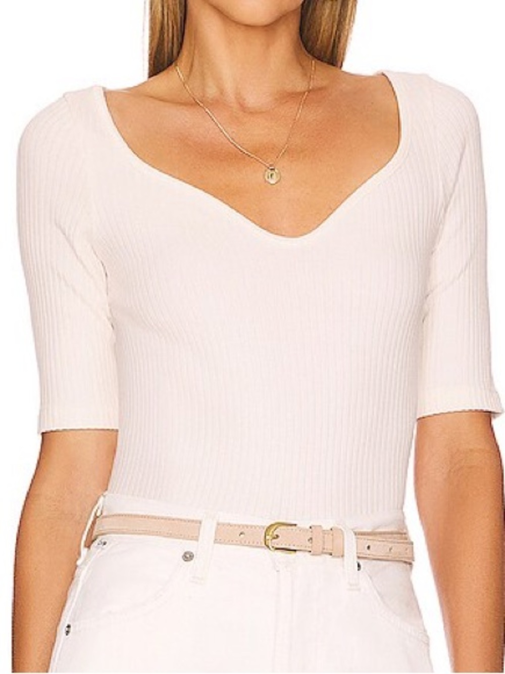 NWOT Citizens of Humanity Margot ribbed top small champagne